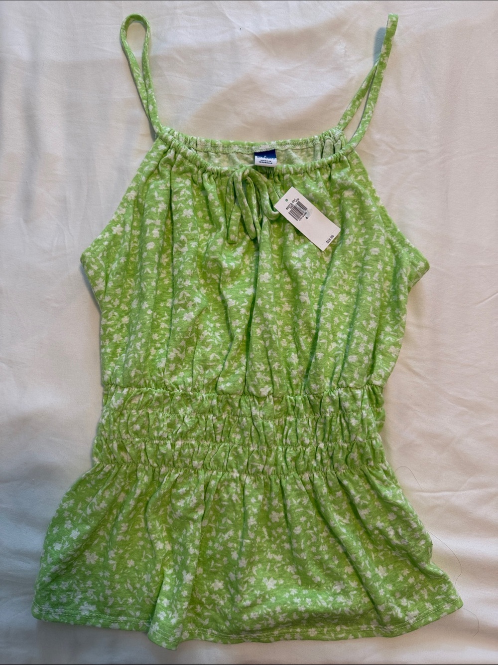 Old Navy Green Floral Spaghetti Strap Tank Top